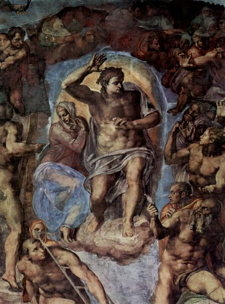 Michelangelo Buonarotti: Utolsó ítélet (részlet) Krisztus Máriával